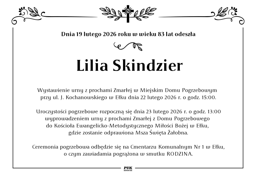 Lilia Skindzier - nekrolog